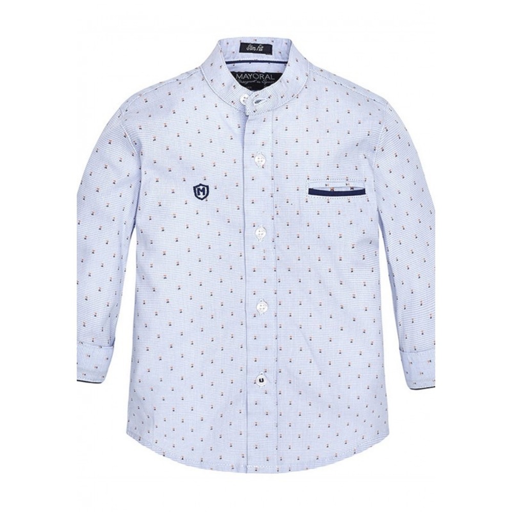 Mayoral Light Blue Button Down Shirt with Modern Pattern